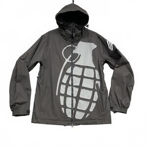 VTG Rare 2000s Grenade Technical Ski Jacket Gray Hooded Grenade Appliquéd Large
